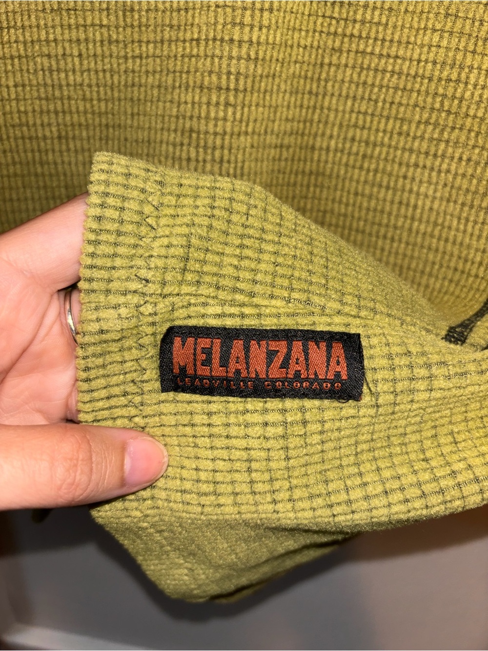 Melanzana Microgrid Hoodie Womens XS Green Waffle Fleece Pullover Gorpcore Hike - Picture 2 of 5